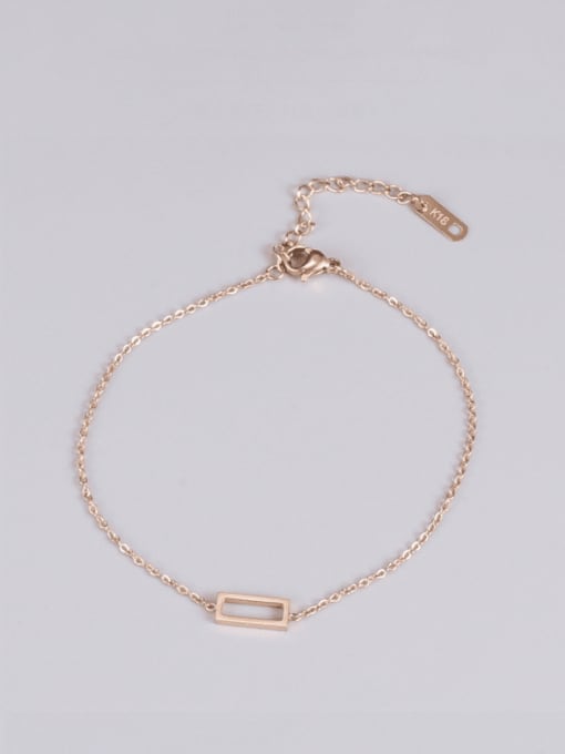 A TEEM Titanium Steel Rectangle Minimalist Link Bracelet 0
