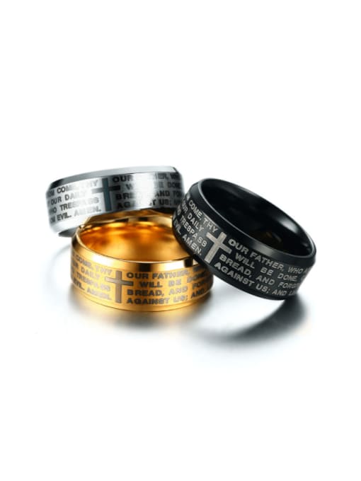 CONG Titanium Steel Letter Minimalist Band Ring 0