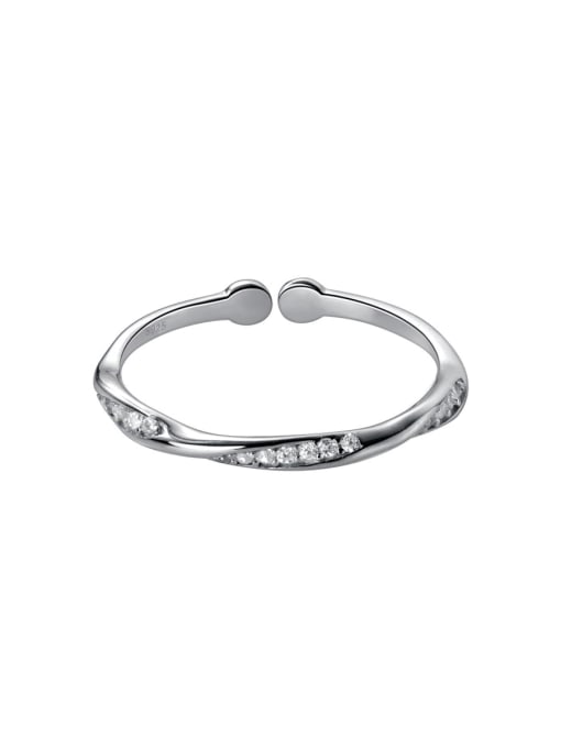 Rosh 925 Sterling Silver Cubic Zirconia Irregular Minimalist Band Ring 3