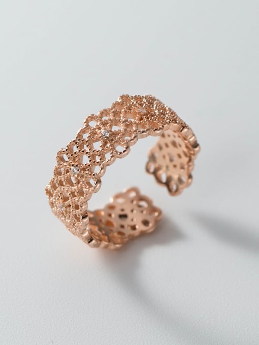 Rose Gold 925 Sterling Silver Flower Minimalist Band Ring