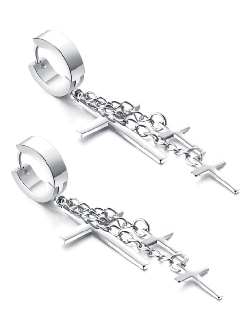 Open Sky Stainless steel Cross Minimalist Huggie Earring 1