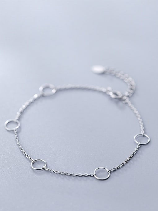 Rosh 925 Sterling Silver  Simple hollow ring chain braceletLink Bracelet 1