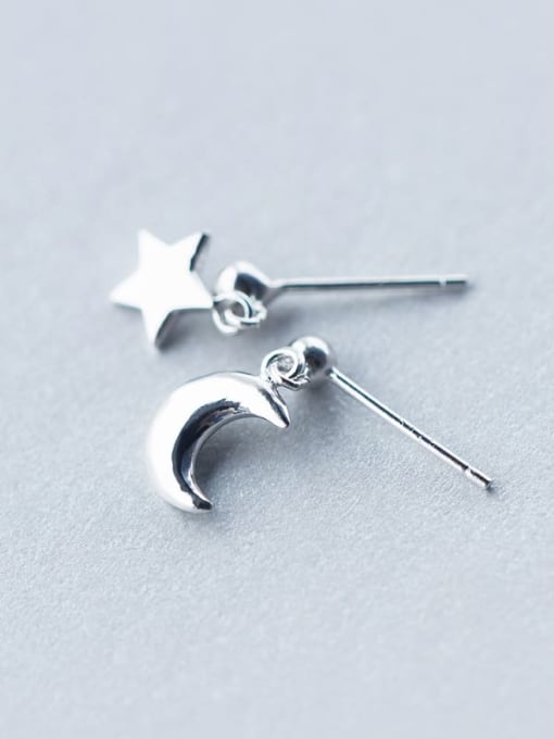 Rosh 925 Sterling Silver Star Moon Minimalist Stud Earring 1