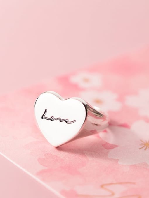 Rosh 925 Sterling Silver Heart Minimalist Letter Band Ring