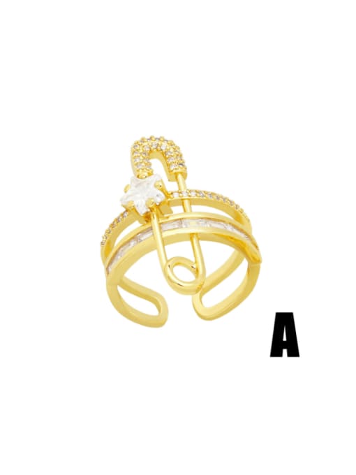 CC Brass Cubic Zirconia Star Hip Hop Stackable Ring 3
