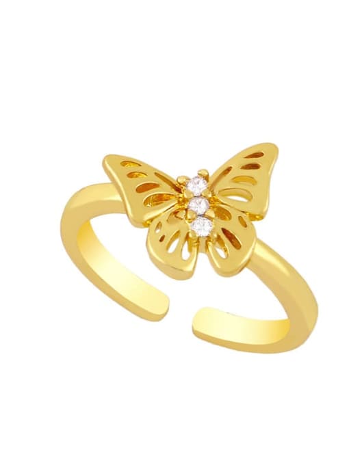 B Brass Cubic Zirconia Butterfly Vintage Band Ring