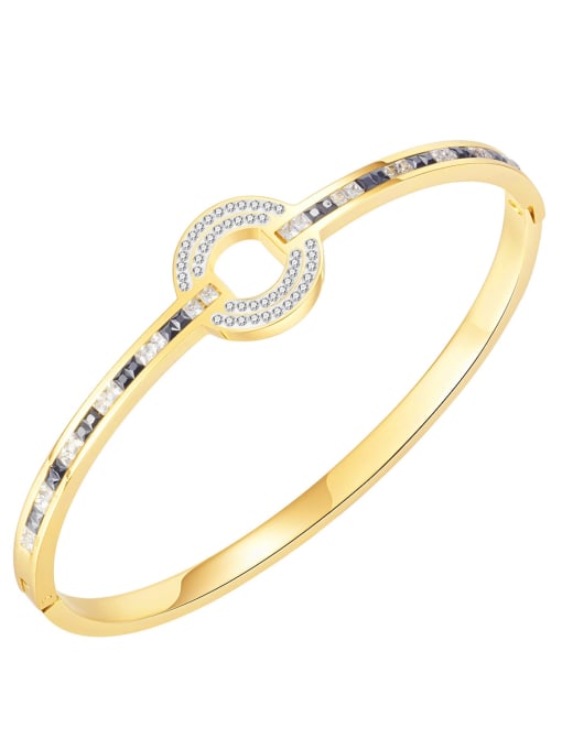 997 gold plated bracelet Titanium Steel Cubic Zirconia Geometric Minimalist Band Bangle