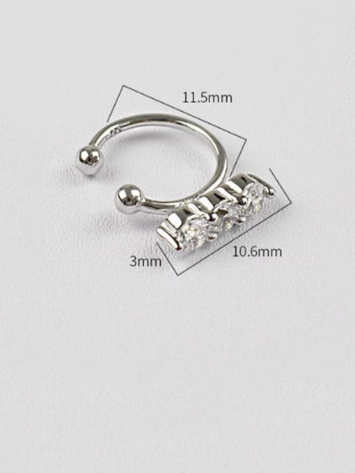 DAKA 925 Sterling Silver Cubic Zirconia White Irregular Minimalist Clip Earring 3