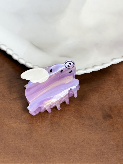 Purple 7.7cm Cellulose Acetate Trend Pig Alloy Jaw Hair Claw