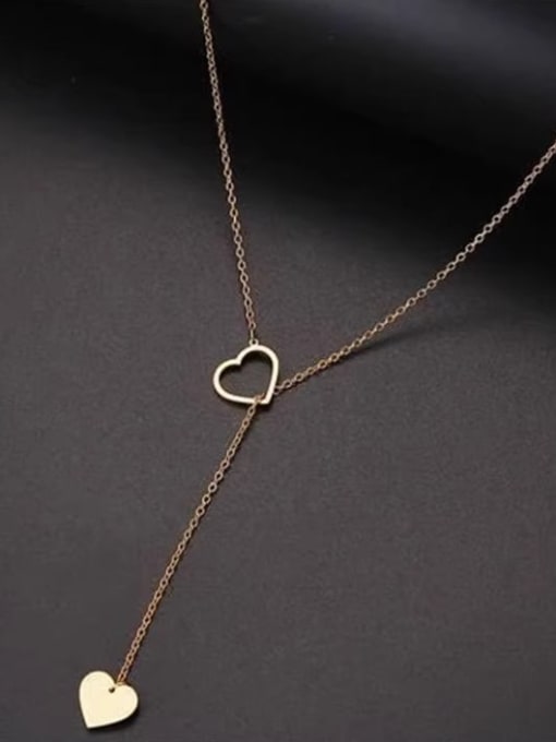 A TEEM Titanium Steel Heart Minimalist Lariat Necklace 2