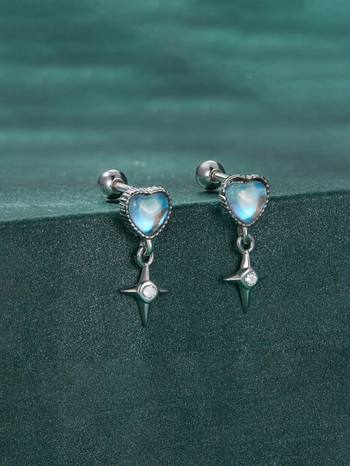 Jare 925 Sterling Silver Cubic Zirconia Heart Dainty Drop Earring 3