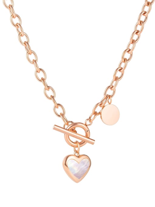 1795 rose gold plated necklace Titanium Steel Enamel Heart Minimalist Necklace