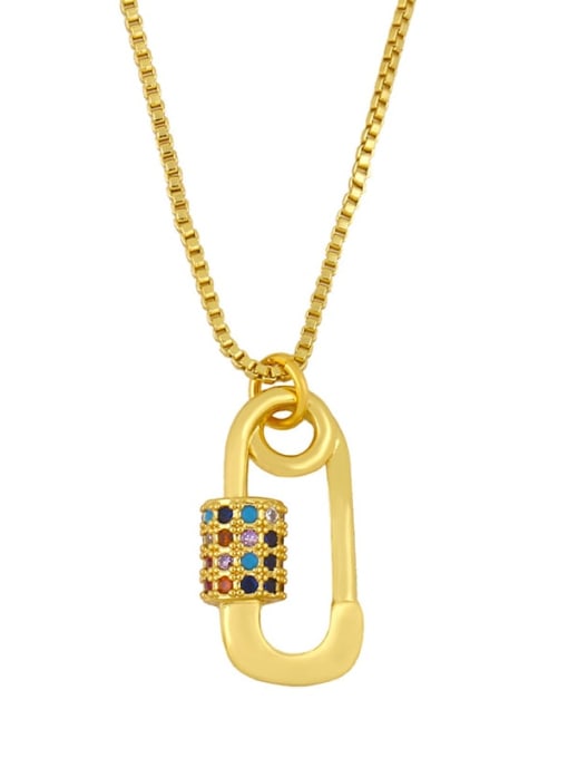 Pin Brass Cubic Zirconia Heart Vintage Necklace