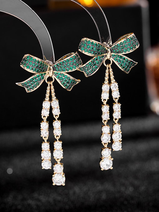 Luxu Brass Cubic Zirconia Butterfly tassel Luxury Drop Earring 3