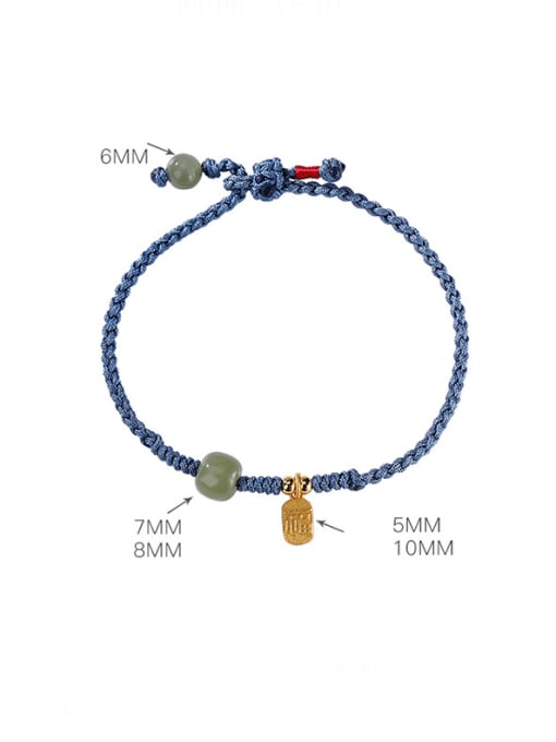 DEER 925 Sterling Silver Jade Geometric Vintage Handmade Weave Bracelet 3