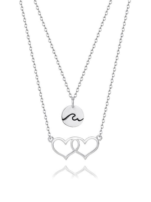 BC-Swarovski Elements 925 Sterling Silver Heart Minimalist Multi Strand Necklace 4