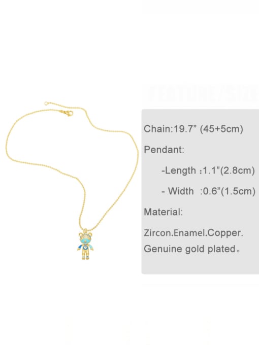 CC Brass Cubic Zirconia Bear Hip Hop Necklace 3