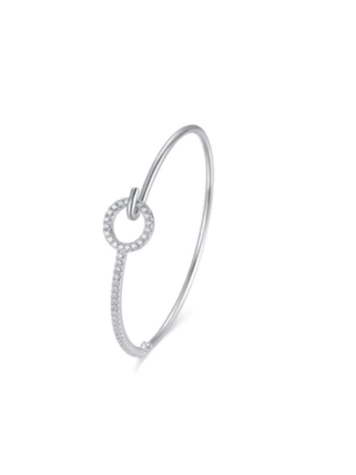 Boomer Cat 925 Sterling Silver With Platinum Plated Simplistic  Hollow Geometric Bangles 0