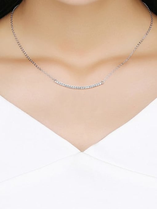 RINNTIN 925 Sterling Silver Cubic Zirconia Geometric Minimalist Necklace 1