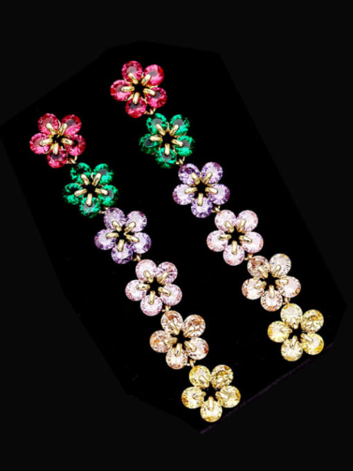 Luxu Brass Cubic Zirconia Flower Dainty Drop Earring 0