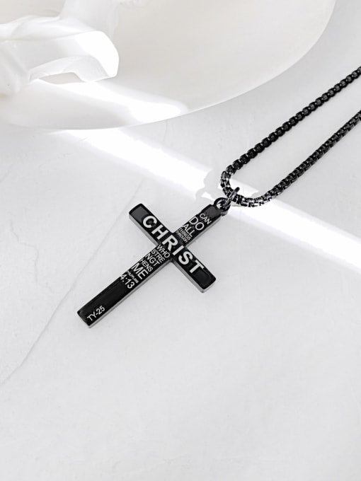Open Sky Titanium Steel Cross Vintage Regligious Necklace 2