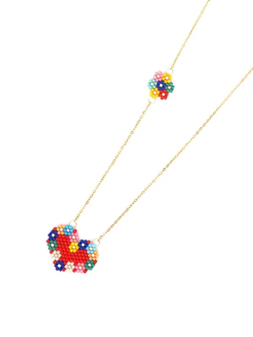 Roxi Stainless steel Multi Color Miyuki beads Heart Bohemia Pure handmade Necklace 1