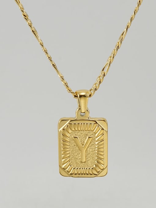 Gold Y Titanium Steel Letter Hip Hop coin Necklace with 26 letters