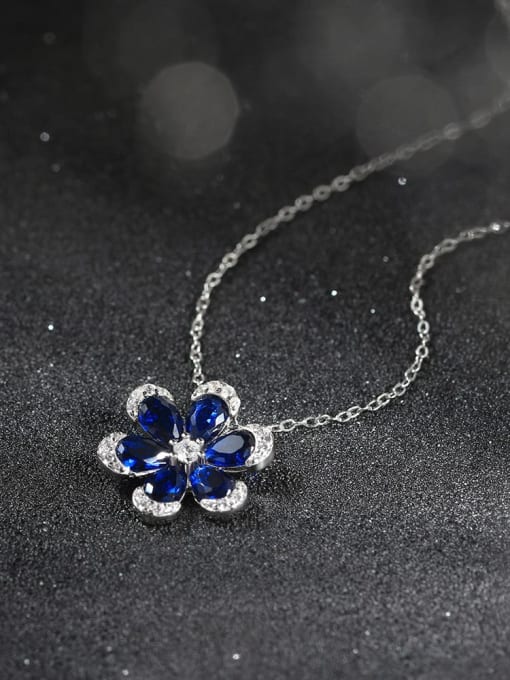 RINNTIN 925 Sterling Silver Cubic Zirconia Flower Dainty Necklace 1