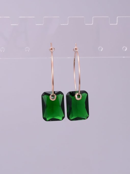 A TEEM Titanium Emerald Green Geometric Minimalist Hoop Earring 2
