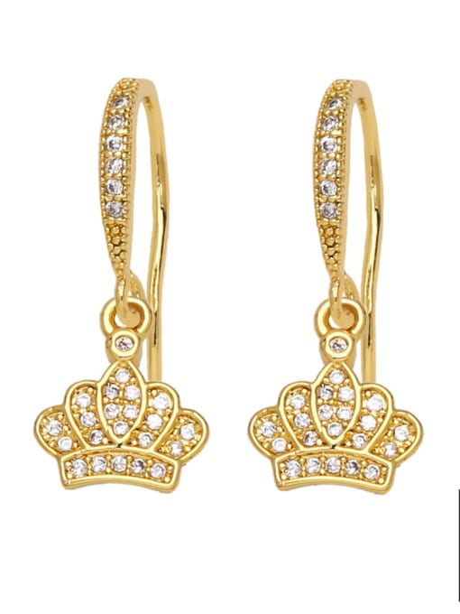 crown Brass Cubic Zirconia Crown Vintage Huggie Earring