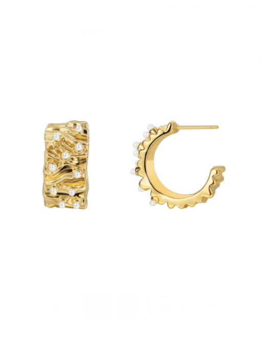CHARME Brass Imitation Pearl Geometric Vintage Stud Earring 0