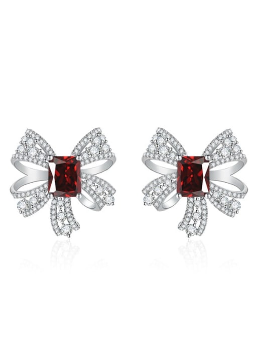 red Brass Cubic Zirconia Butterfly Luxury Cluster Earring