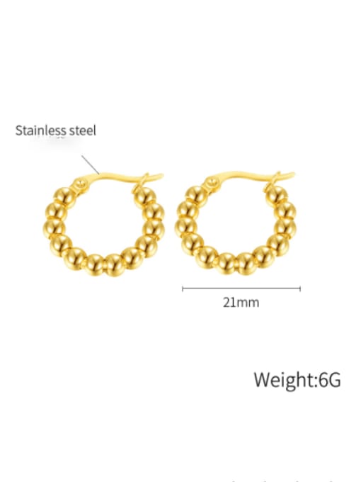 Open Sky Titanium Steel Bead Geometric Minimalist Huggie Earring 2
