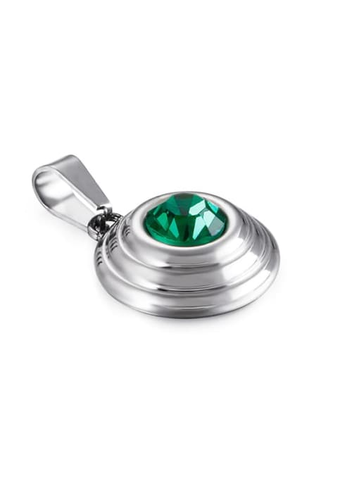 green Stainless Steel Round Glass Stone Multi Color Minimalist Pendant