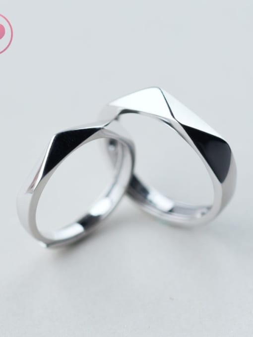 Rosh 925 Sterling Silver Smooth Geometric Minimalist Couple Ring 0