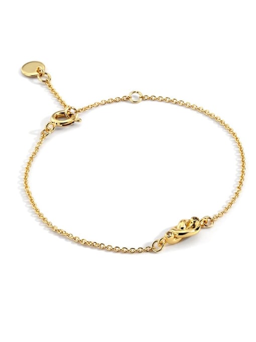 Gold Knot Bracelet Brass Irregular Minimalist Link Bracelet
