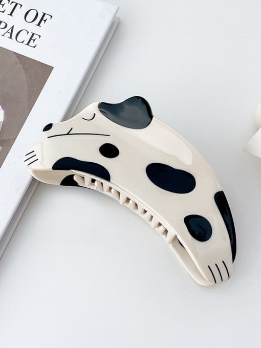 Rice white  board spotted dog 10cm Cellulose Acetate Minimalist Alloy Animal zodiac Jaw Hair Claw