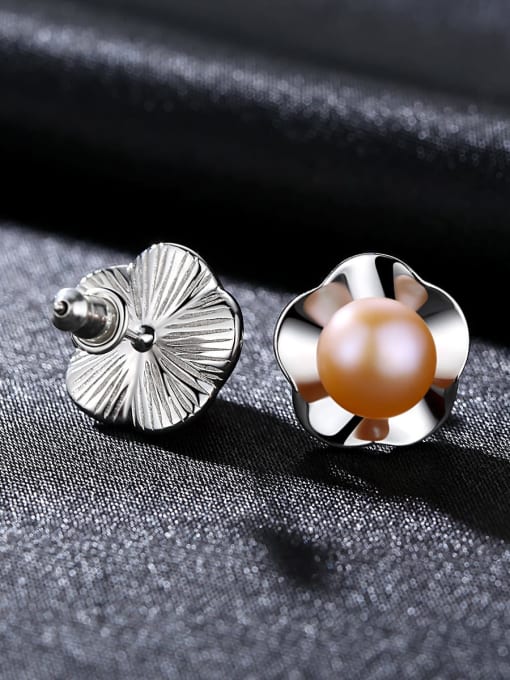 CCUI 925 Sterling Silver Imitation Pearl Multi Color Flower Classic Stud Earring 2