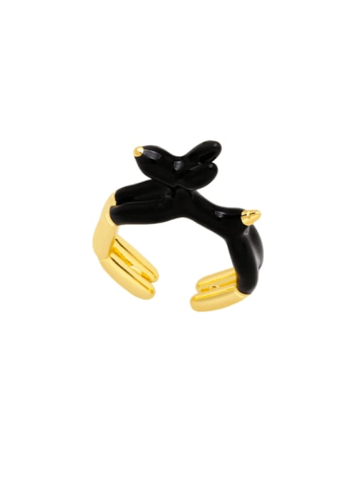 black Brass Enamel animal Cute Band Ring