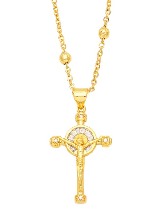 white Brass Cubic Zirconia Cross Hip Hop Regligious Necklace