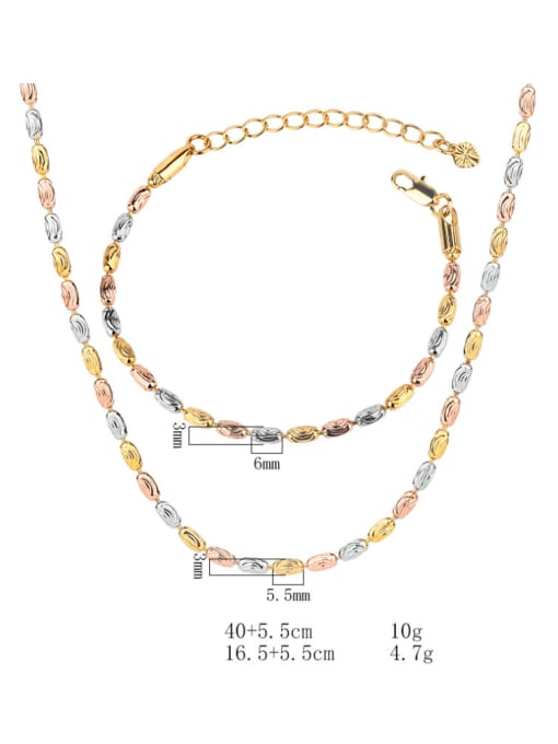 ROSS Brass Trend Irregular  Bead Bracelet and Necklace Set 3