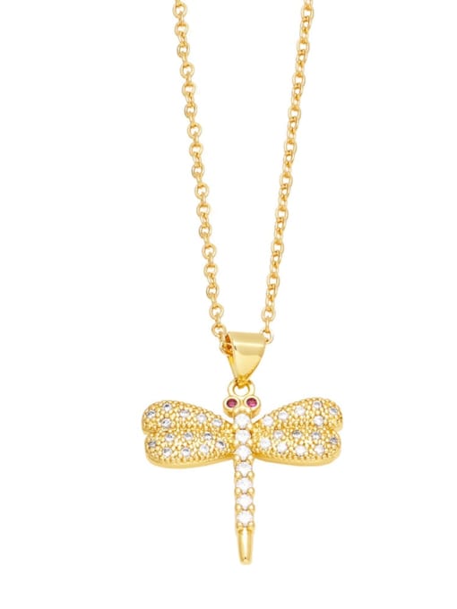B Brass Cubic Zirconia Dragonfly Vintage Necklace