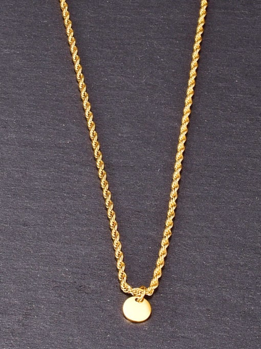 A TEEM Titanium Round Letter M pendant  Minimalist  Twist chain Necklace 1