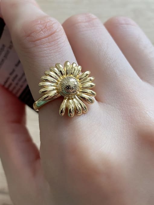 Boomer Cat 925 Sterling Silver Flower Daisy Vintage Free Size Band Ring 1