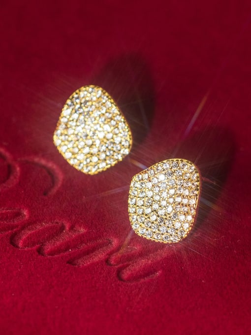 gold 925 Sterling Silver Cubic Zirconia Geometric Dainty Stud Earring