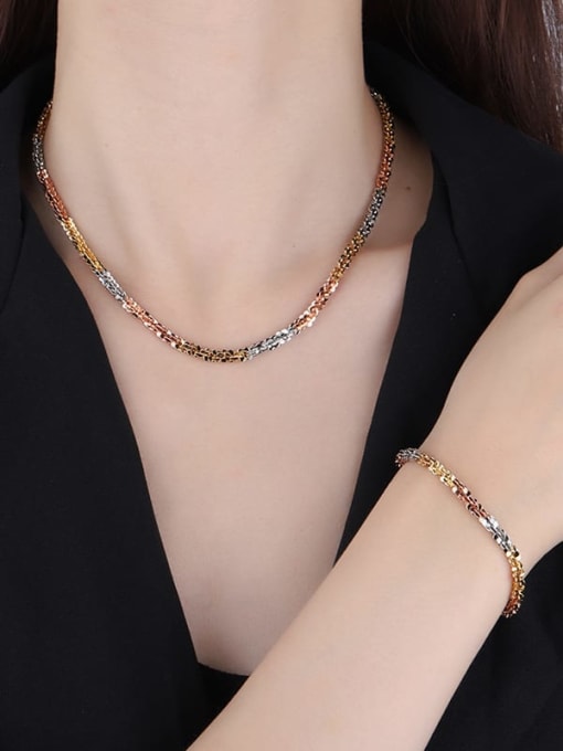 ROSS Brass Bracelet Trend Irregular and Necklace Set 1