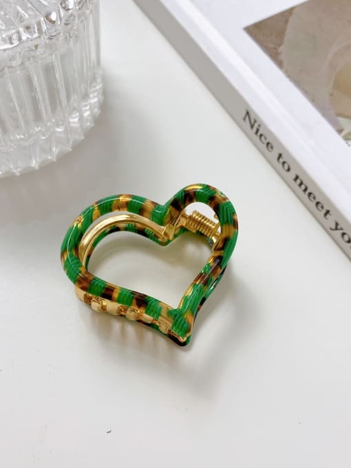 Heart stripe green 4.3cm Cellulose Acetate Minimalist Heart Alloy Jaw Hair Claw