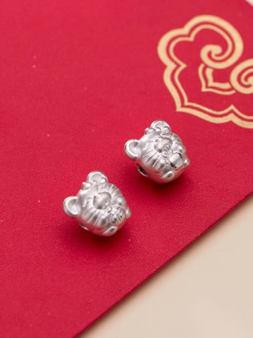 FAN 999 Fine Silver With White Gold Plated Cute  Mouse Beads Diy Accessories 1
