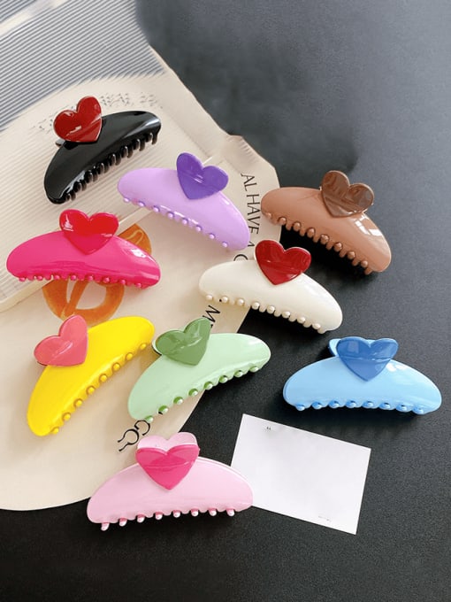 Chimera Alloy Resin  Enamel Trend Heart  Multi Color Jaw Hair Claw 0