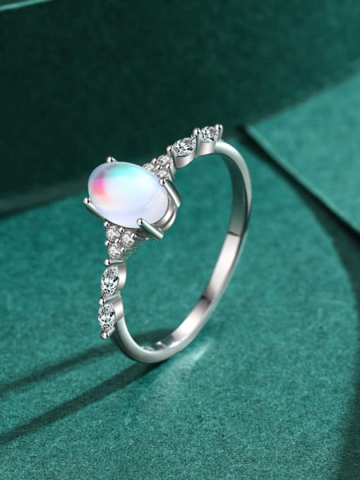 MODN 925 Sterling Silver Opal Geometric Classic Band Ring 3